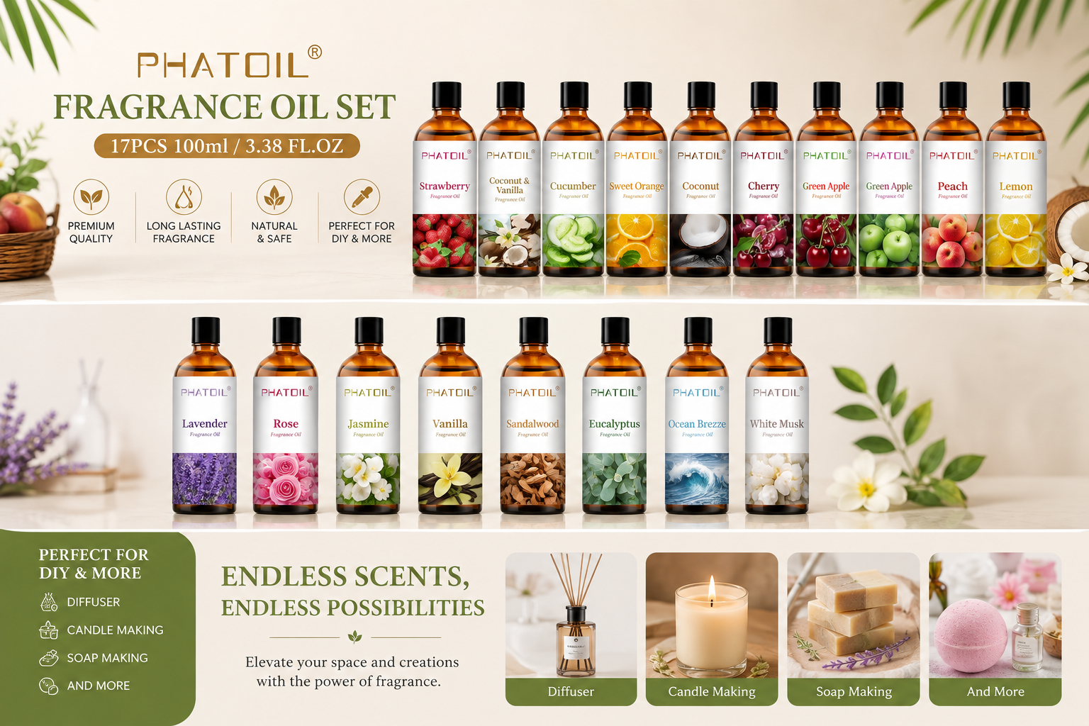 PHATOIL 100mL Fragrance Oil with Glass Dropper