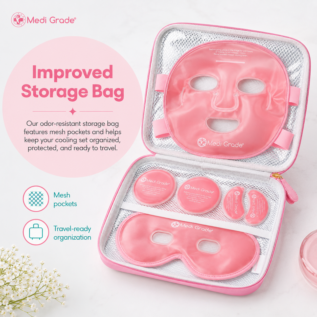 Cooling Face &amp; Eye Mask Set Pink