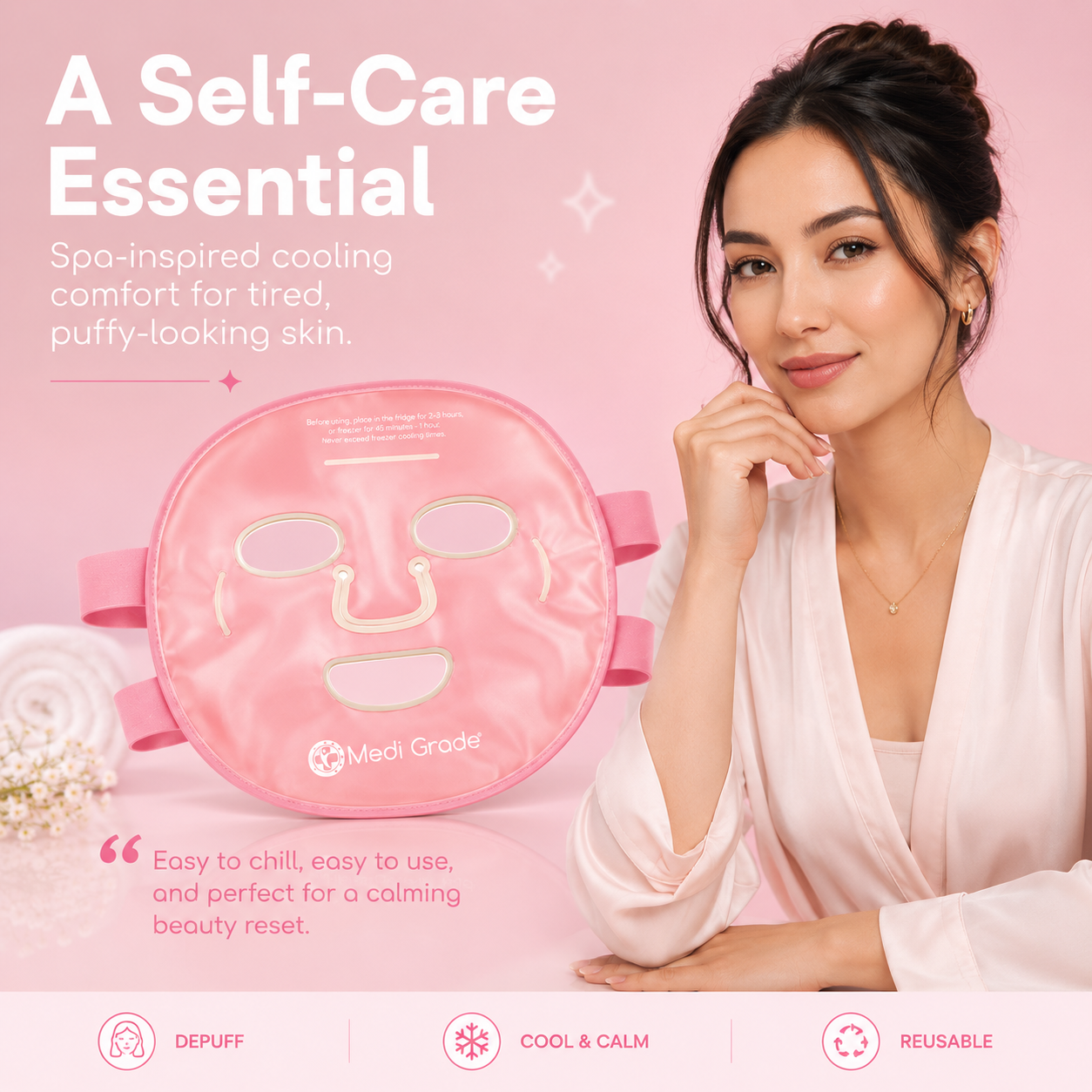 Cooling Face &amp; Eye Mask Set Pink