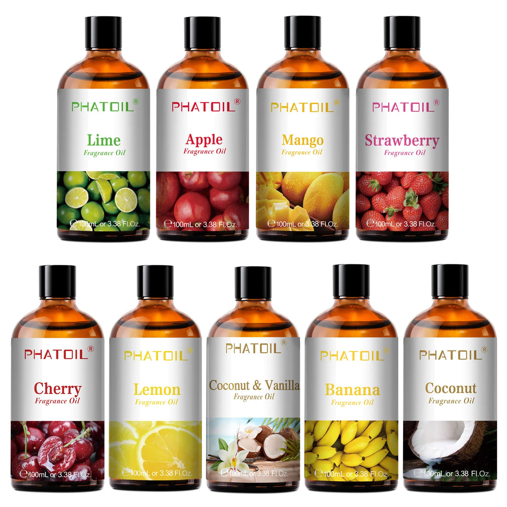 100Ml Aromatherapy Fragrance Oil with Glass Dropper Lime Coconut Strawberry Cherry Watermelon Lemon Mango Aroma Oils